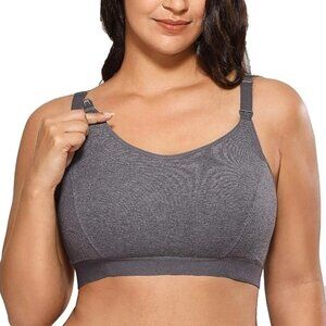 NWT Gratlin Women's XXXL Racerback Nursing Bra Sports Bra Charcoal Heather